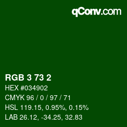 Color code: RGB 3 73 2 | qconv.com