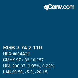 カラーコード: RGB 3 74.2 110 | qconv.com