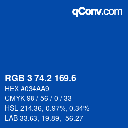 カラーコード: RGB 3 74.2 169.6 | qconv.com