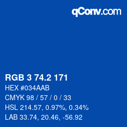 カラーコード: RGB 3 74.2 171 | qconv.com