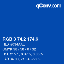 カラーコード: RGB 3 74.2 174.6 | qconv.com