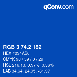 カラーコード: RGB 3 74.2 182 | qconv.com