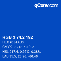 カラーコード: RGB 3 74.2 192 | qconv.com