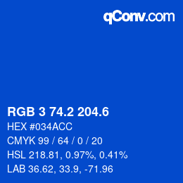 カラーコード: RGB 3 74.2 204.6 | qconv.com