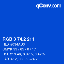 カラーコード: RGB 3 74.2 211 | qconv.com
