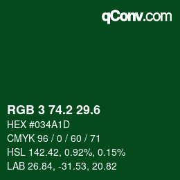 カラーコード: RGB 3 74.2 29.6 | qconv.com