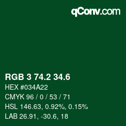 カラーコード: RGB 3 74.2 34.6 | qconv.com