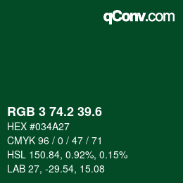 カラーコード: RGB 3 74.2 39.6 | qconv.com