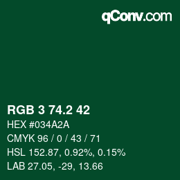 カラーコード: RGB 3 74.2 42 | qconv.com
