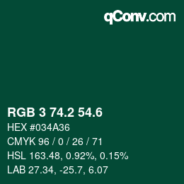 カラーコード: RGB 3 74.2 54.6 | qconv.com