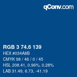 カラーコード: RGB 3 74.6 139 | qconv.com