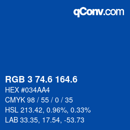 カラーコード: RGB 3 74.6 164.6 | qconv.com