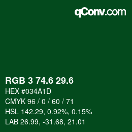 カラーコード: RGB 3 74.6 29.6 | qconv.com