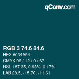 カラーコード: RGB 3 74.6 84.6 | qconv.com