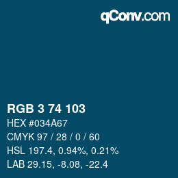 Color code: RGB 3 74 103 | qconv.com