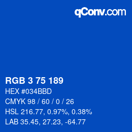 カラーコード: RGB 3 75 189 | qconv.com