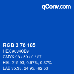 Color code: RGB 3 76 185 | qconv.com
