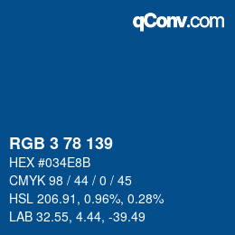 Color code: RGB 3 78 139 | qconv.com