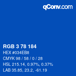 Color code: RGB 3 78 184 | qconv.com