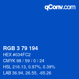 カラーコード: RGB 3 79 194 | qconv.com