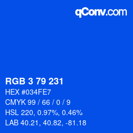 カラーコード: RGB 3 79 231 | qconv.com