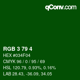 颜色代码: RGB 3 79 4 | qconv.com