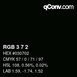 カラーコード: RGB 3 7 2 | qconv.com
