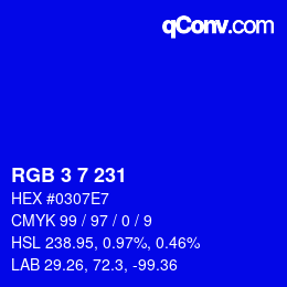 Color code: RGB 3 7 231 | qconv.com