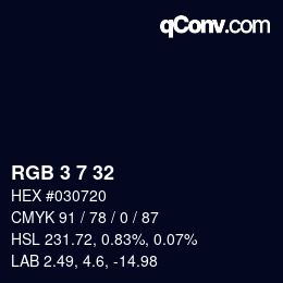 Color code: RGB 3 7 32 | qconv.com