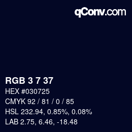 カラーコード: RGB 3 7 37 | qconv.com