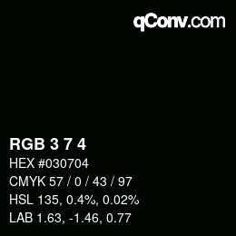 Color code: RGB 3 7 4 | qconv.com