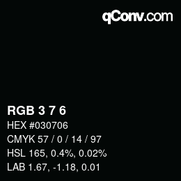 Color code: RGB 3 7 6 | qconv.com