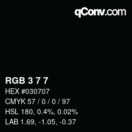 Color code: RGB 3 7 7 | qconv.com