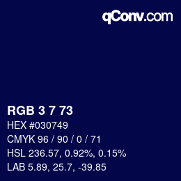 カラーコード: RGB 3 7 73 | qconv.com
