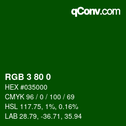 Color code: RGB 3 80 0 | qconv.com