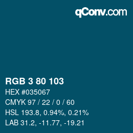 Color code: RGB 3 80 103 | qconv.com