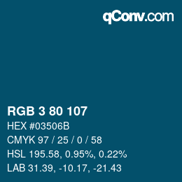 カラーコード: RGB 3 80 107 | qconv.com