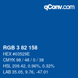 Color code: RGB 3 82 158 | qconv.com