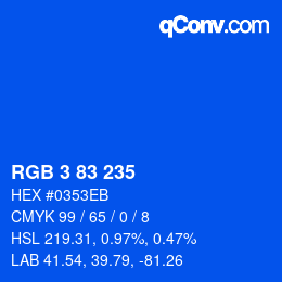 Color code: RGB 3 83 235 | qconv.com