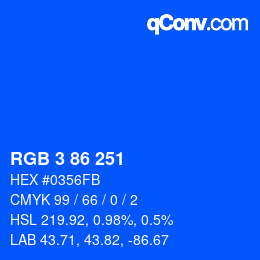 Color code: RGB 3 86 251 | qconv.com