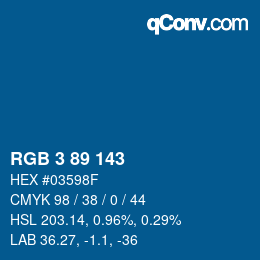 カラーコード: RGB 3 89 143 | qconv.com