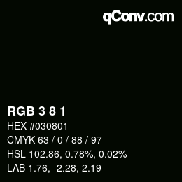 カラーコード: RGB 3 8 1 | qconv.com