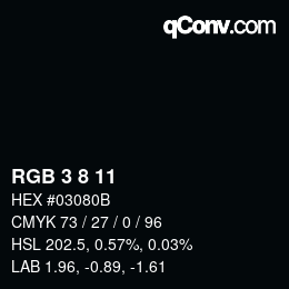 カラーコード: RGB 3 8 11 | qconv.com