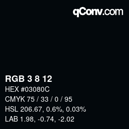 カラーコード: RGB 3 8 12 | qconv.com