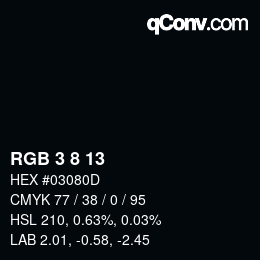 颜色代码: RGB 3 8 13 | qconv.com