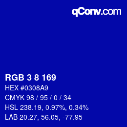 Color code: RGB 3 8 169 | qconv.com