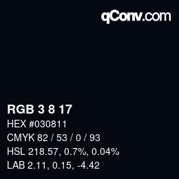 Color code: RGB 3 8 17 | qconv.com