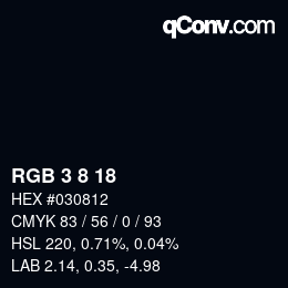 カラーコード: RGB 3 8 18 | qconv.com