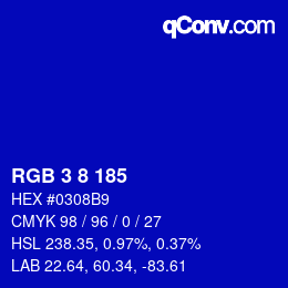 カラーコード: RGB 3 8 185 | qconv.com
