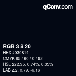 カラーコード: RGB 3 8 20 | qconv.com
